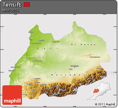 Physical Map of Tensift, cropped outside