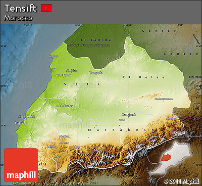 Physical Map of Tensift, darken