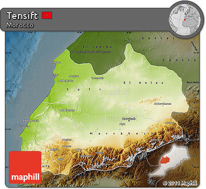 Physical Map of Tensift, darken