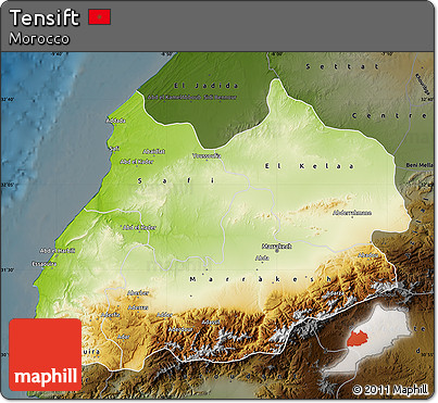 Physical Map of Tensift, darken