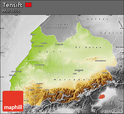 Physical Map of Tensift, desaturated