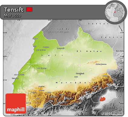 Physical Map of Tensift, desaturated