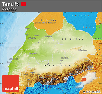 Physical Map of Tensift, political outside