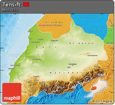 Physical Map of Tensift, political outside
