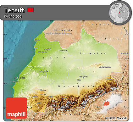 Physical Map of Tensift, satellite outside