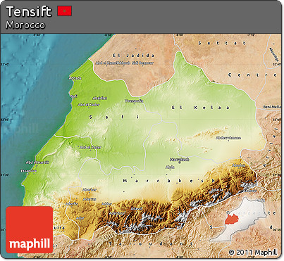 Physical Map of Tensift, satellite outside