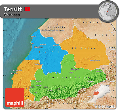 Political Map of Tensift, satellite outside