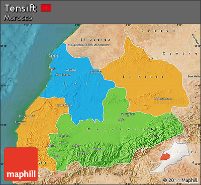 Political Map of Tensift, satellite outside