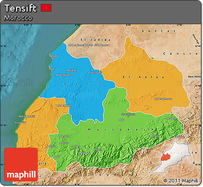 Political Map of Tensift, satellite outside