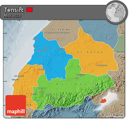 Political Map of Tensift, semi-desaturated