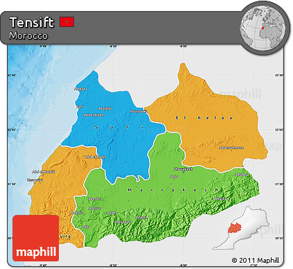 Political Map of Tensift, single color outside