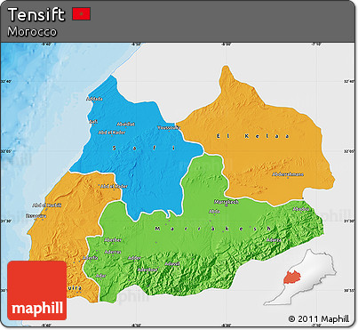 Political Map of Tensift, single color outside