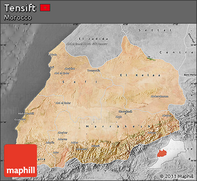 Satellite Map of Tensift, desaturated