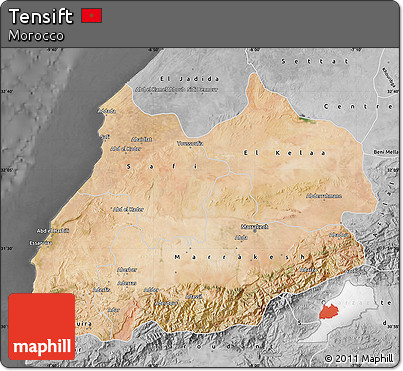 Satellite Map of Tensift, desaturated