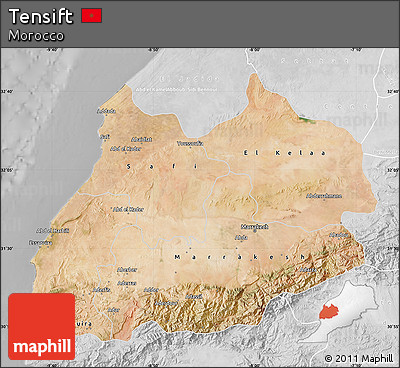 Satellite Map of Tensift, lighten, desaturated