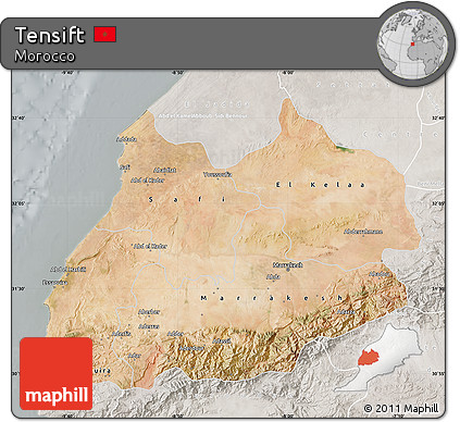Satellite Map of Tensift, lighten, semi-desaturated