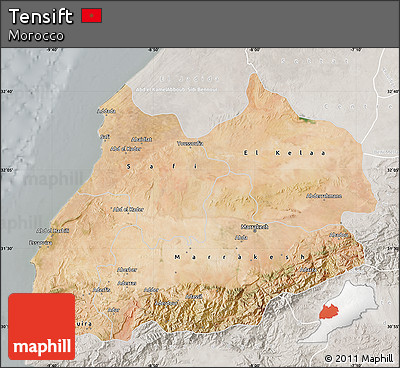 Satellite Map of Tensift, lighten, semi-desaturated