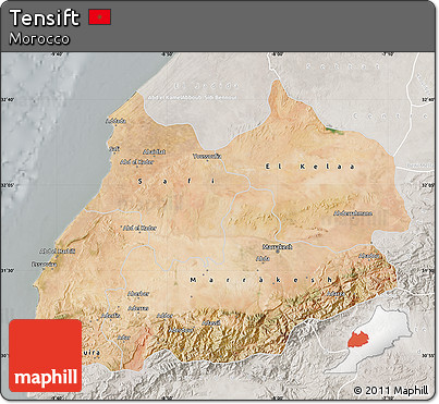 Satellite Map of Tensift, lighten, semi-desaturated