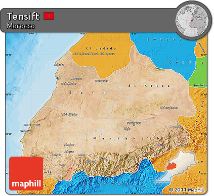 Satellite Map of Tensift, political outside