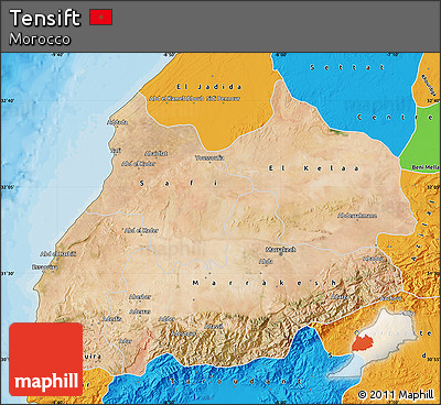 Satellite Map of Tensift, political outside