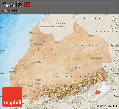 Satellite Map of Tensift, shaded relief outside