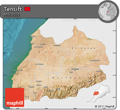 Satellite Map of Tensift, single color outside