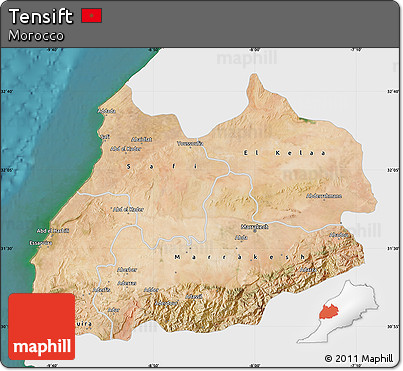 Satellite Map of Tensift, single color outside