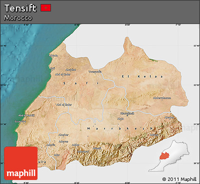 Satellite Map of Tensift, single color outside
