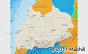 Shaded Relief Map of Tensift, political outside