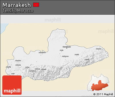 Classic Style 3D Map of Marrakesh, single color outside