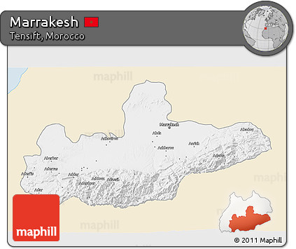 Classic Style 3D Map of Marrakesh, single color outside