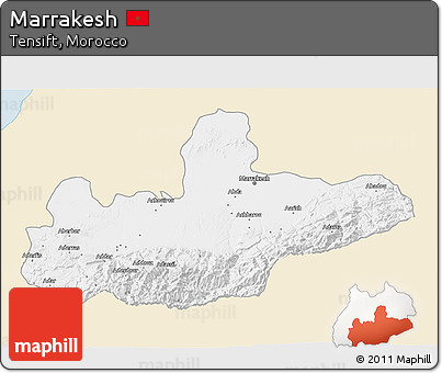 Classic Style 3D Map of Marrakesh, single color outside