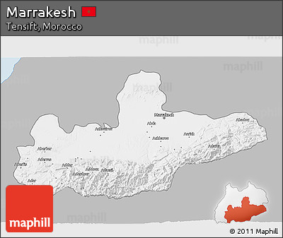 Gray 3D Map of Marrakesh, single color outside