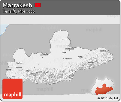 Gray 3D Map of Marrakesh, single color outside