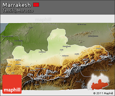 Physical 3D Map of Marrakesh, darken