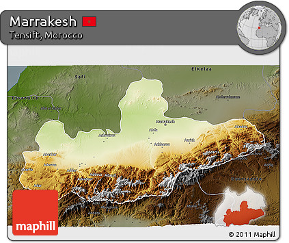 Physical 3D Map of Marrakesh, darken