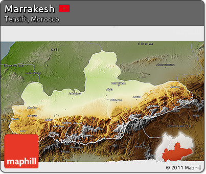 Physical 3D Map of Marrakesh, darken
