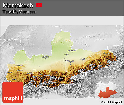 Physical 3D Map of Marrakesh, lighten, desaturated