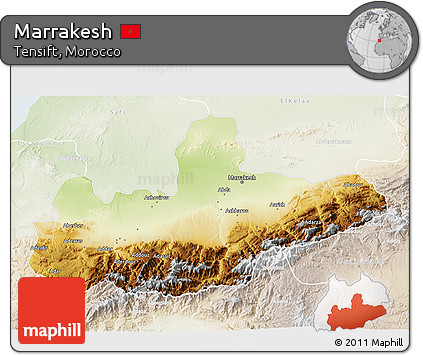 Physical 3D Map of Marrakesh, lighten