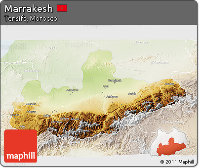 Physical 3D Map of Marrakesh, lighten