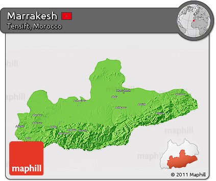 Political 3D Map of Marrakesh, cropped outside