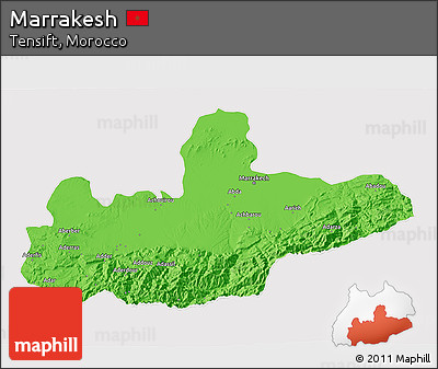 Political 3D Map of Marrakesh, cropped outside