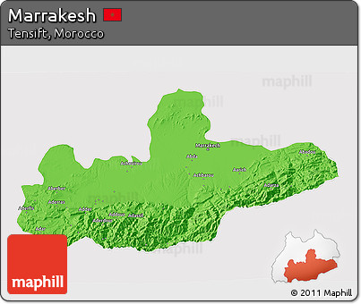 Political 3D Map of Marrakesh, cropped outside