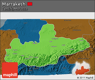 Political 3D Map of Marrakesh, darken