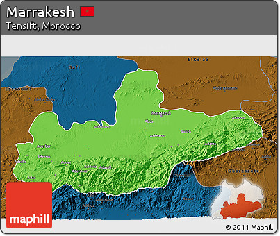 Political 3D Map of Marrakesh, darken