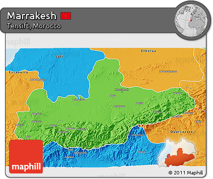 Political 3D Map of Marrakesh