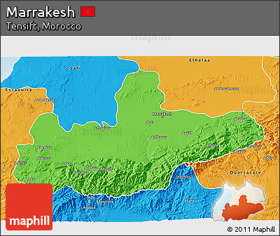 Political 3D Map of Marrakesh