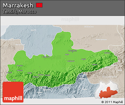 Political 3D Map of Marrakesh, lighten, semi-desaturated