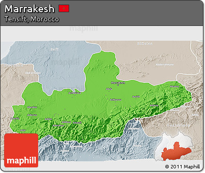 Political 3D Map of Marrakesh, lighten, semi-desaturated