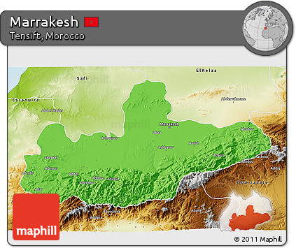 Political 3D Map of Marrakesh, physical outside